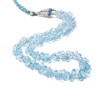 Radiant Natural Swiss Blue Topaz Gemstone Sarafa Necklace – Sparkling Elegance with Healing Calm
