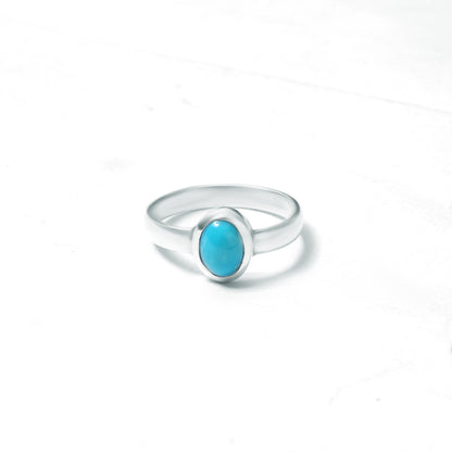 Natural Turquoise Gemstone Ring – Sterling Silver Minimal Design for Protection & Peace