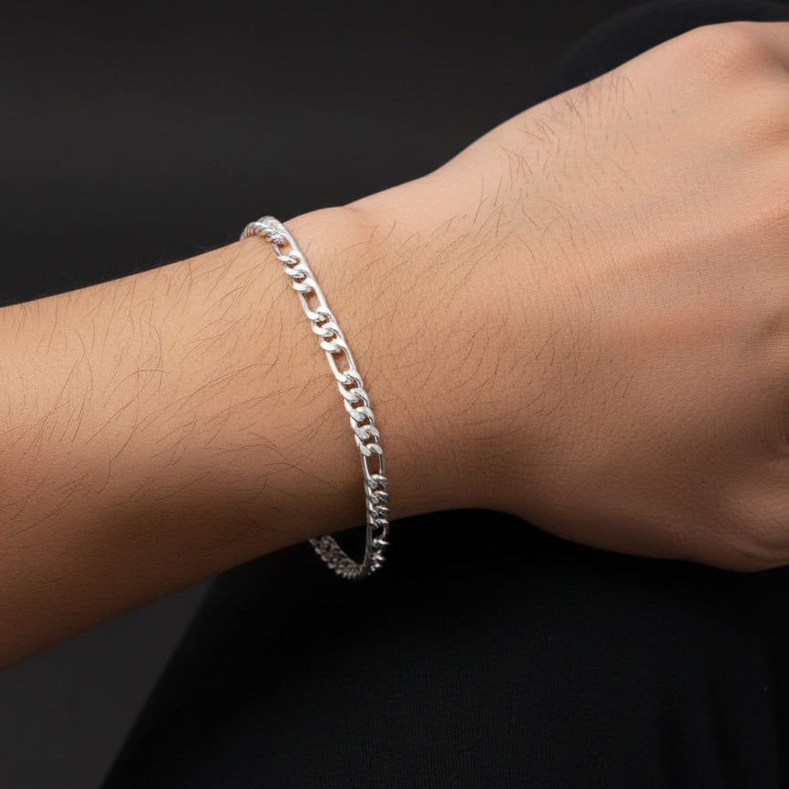 925 Sterling Silver Figaro Chain Bracelet – Premium Men’s Solid Silver Link Bracelet | Durable & Hypoallergenic Jewelry