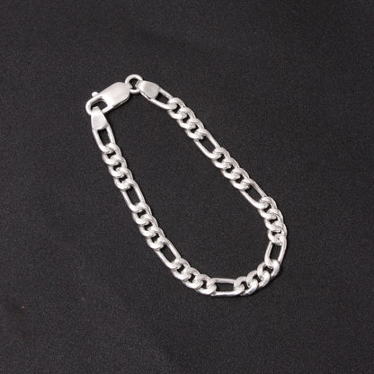 925 Sterling Silver Figaro Chain Bracelet – Premium Men’s Solid Silver Link Bracelet | Durable & Hypoallergenic Jewelry