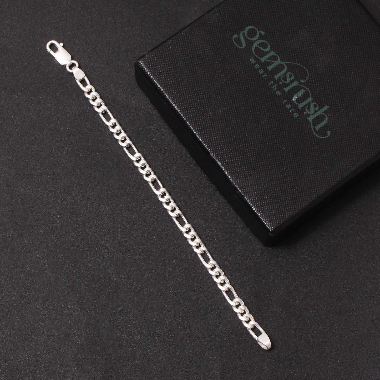 925 Sterling Silver Figaro Chain Bracelet – Premium Men’s Solid Silver Link Bracelet | Durable & Hypoallergenic Jewelry