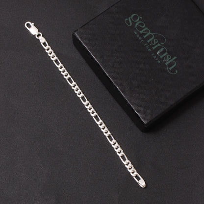 925 Sterling Silver Figaro Chain Bracelet – Premium Men’s Solid Silver Link Bracelet | Durable & Hypoallergenic Jewelry