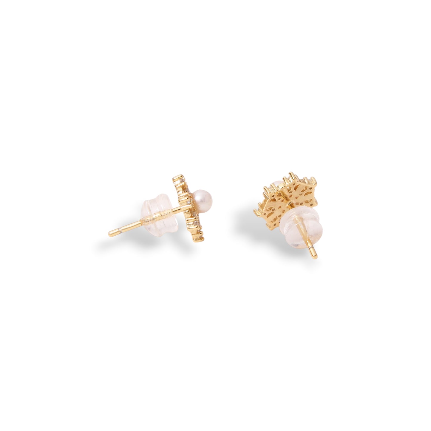 Bloom with Elegance – Natural Pearl Floral Stud Earrings in 925 Sterling Silver with Gold Plating