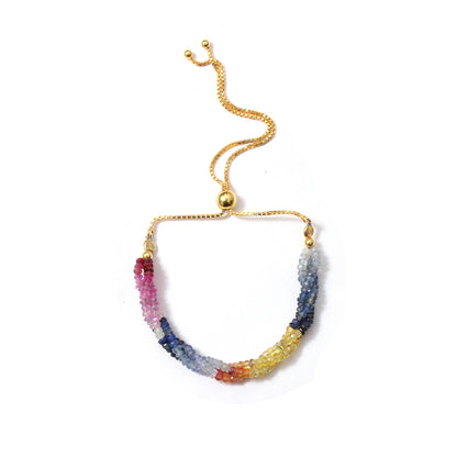 Natural Multi-Sapphire Bolo Chain Gemstone Bracelet – Adjustable Luxury