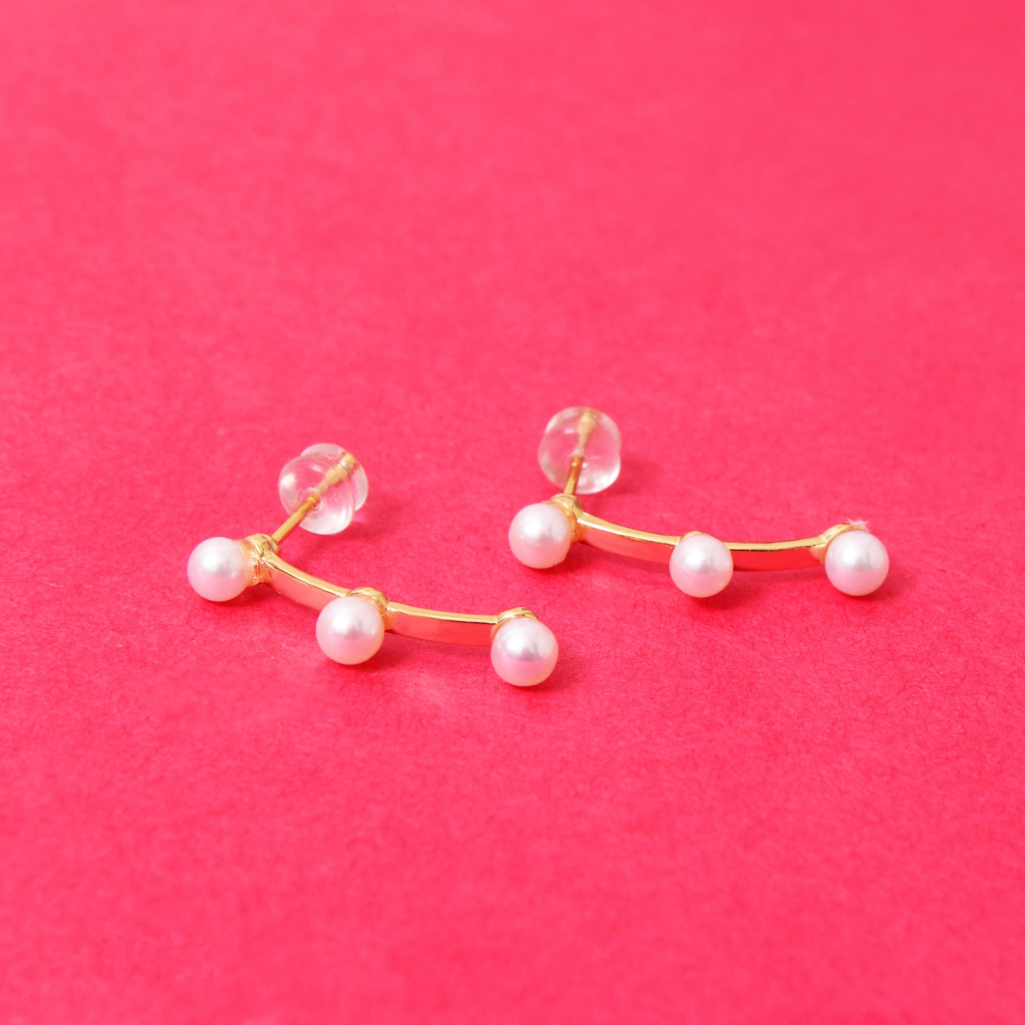 Elevate Your Style – Natural Pearl Linear Bar Earrings in 925 Sterling Silver with Gold Plating