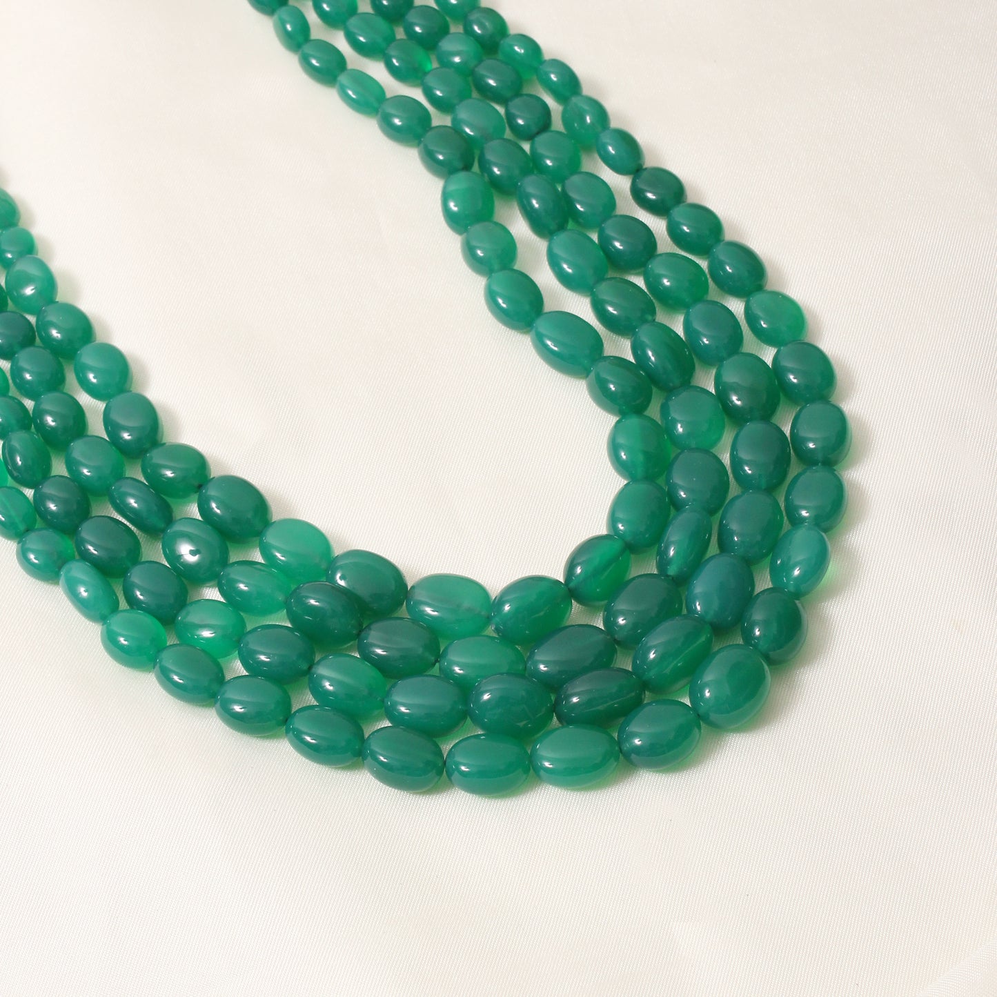 Elegant Green Onyx 4-Layer Sarafa Necklace – Healing Energy & Regal Style