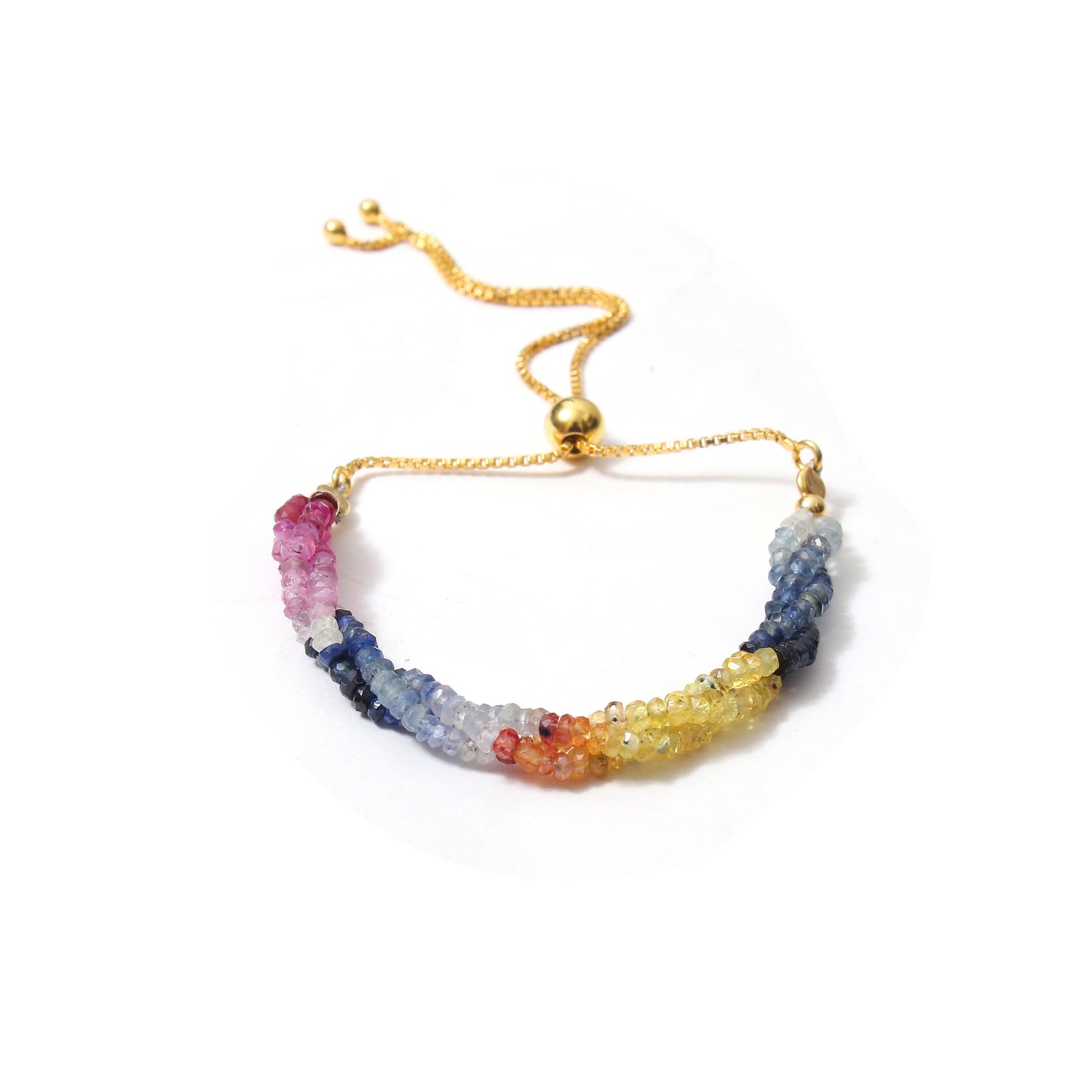 Natural Multi-Sapphire Bolo Chain Gemstone Bracelet – Adjustable Luxury