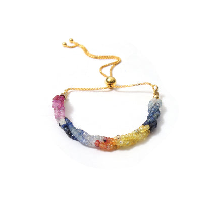 Natural Multi-Sapphire Bolo Chain Gemstone Bracelet – Adjustable Luxury