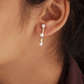 Elevate Your Style – Natural Pearl Linear Bar Earrings in 925 Sterling Silver with Gold Plating