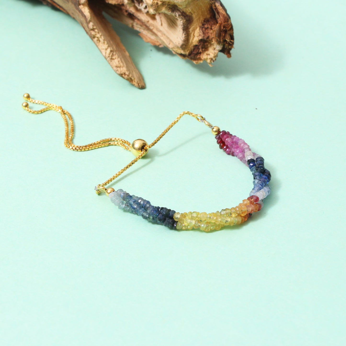 Natural Multi-Sapphire Bolo Chain Gemstone Bracelet – Adjustable Luxury