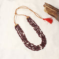 Natural Garnet & Pearl 4 Layer Sarafa Necklace – Traditional Multi-Strand Bridal & Festive Jewelry