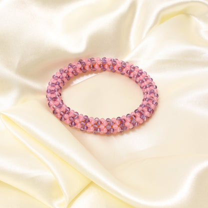 Radiant Natural Amethyst & Pink Quartz Bangle/Bracelet – Elegance & Healing Energy