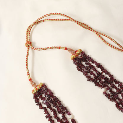 Natural Garnet & Pearl 4 Layer Sarafa Necklace – Traditional Multi-Strand Bridal & Festive Jewelry