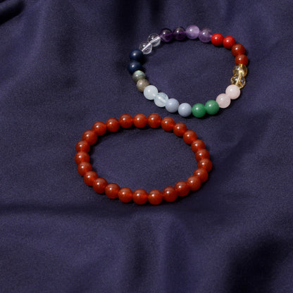 7 Chakras + Carnelian Healing Stretchable Gemstone Bracelet – Confidence, Creativity & Balance