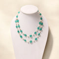 Natural Green Quartz & Freshwater Pearl Beaded Necklace – Elegant Double-Layer Jewelry