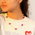Natural Ruby & Pearl Sterling Silver Gemstone Necklace – Timeless Elegance & Luxury