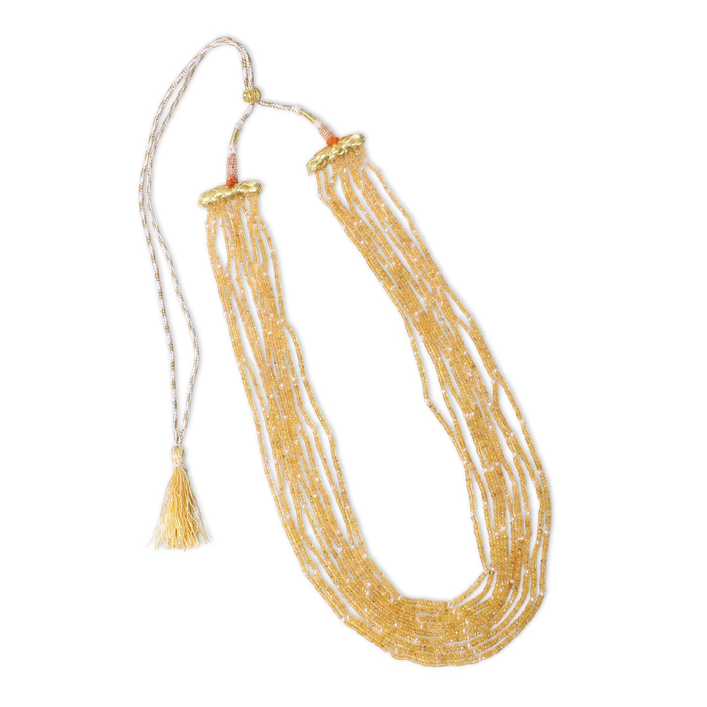 Natural Yellow Sapphire 9 Layer Sarafa Necklace – Luxury Multi-Strand Handmade Gemstone Statement Jewelry