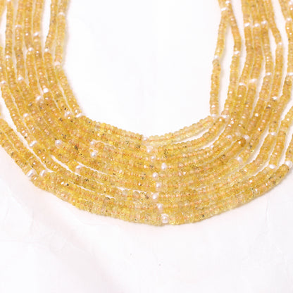 Natural Yellow Sapphire 9 Layer Sarafa Necklace – Luxury Multi-Strand Handmade Gemstone Statement Jewelry
