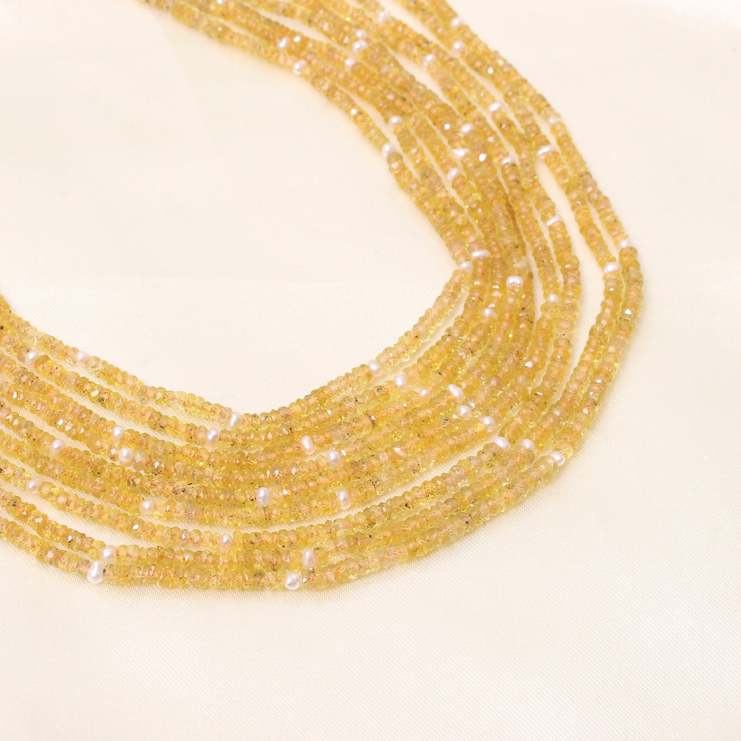 Natural Yellow Sapphire 9 Layer Sarafa Necklace – Luxury Multi-Strand Handmade Gemstone Statement Jewelry