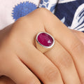 Natural Ruby Quartz Gemstone Unisex Ring in 925 Sterling Silver – Timeless Bold Elegance