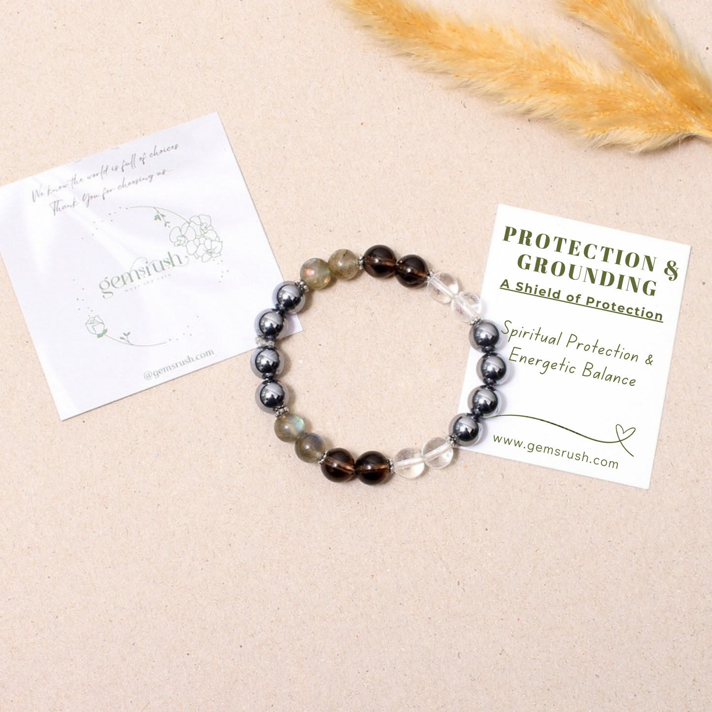 Protection & Grounding - Healing Stretchable Gemstone Bracelet – Shield Your Energy