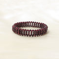 Natural Garnet Smooth Round Bead Stretchable Bracelet
