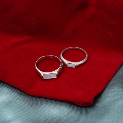 Natural Moonstone Couple Rings in 925 Sterling Silver – Matching Love Bands for Couples
