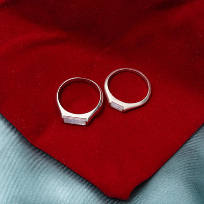 Natural Moonstone Couple Rings in 925 Sterling Silver – Matching Love Bands for Couples