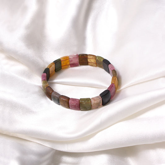 Multi-Tourmaline Gemstone Bracelet – Natural Healing Crystal for Protection, Balance & Positive Energy