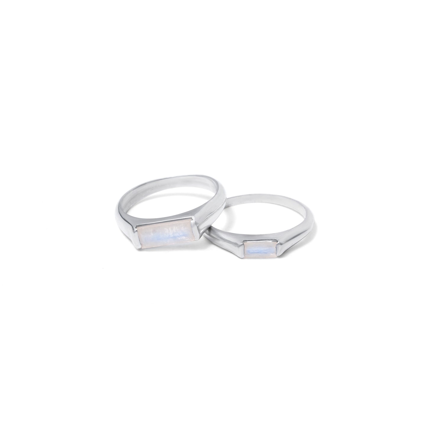 Natural Moonstone Couple Rings in 925 Sterling Silver – Matching Love Bands for Couples