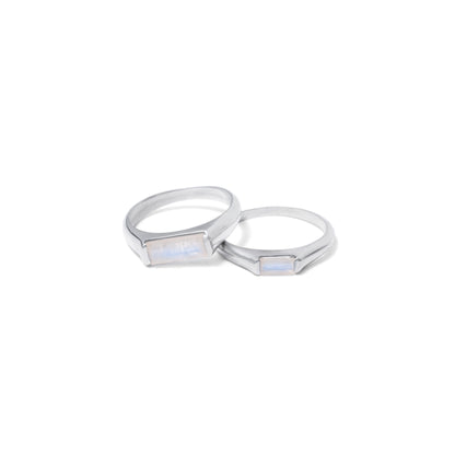 Natural Moonstone Couple Rings in 925 Sterling Silver – Matching Love Bands for Couples
