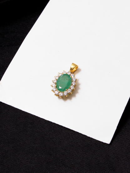 Natural Emerald Oval Pendant in Sterling Silver – Classic Green Gemstone Necklace Pendant, May Birthstone Jewelry