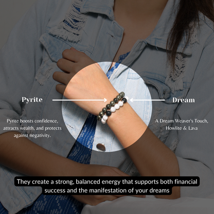 Dream + Pyrite Healing Stretchable Gemstone Bracelet – A Dream Weaver’s Touch