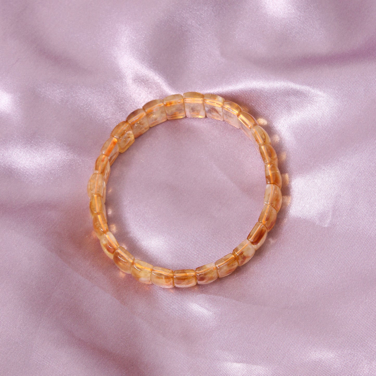 Natural Citrine Rectangle Stretch Bracelet 12x7mm | Handmade Yellow Citrine Gemstone Beaded Bracelet