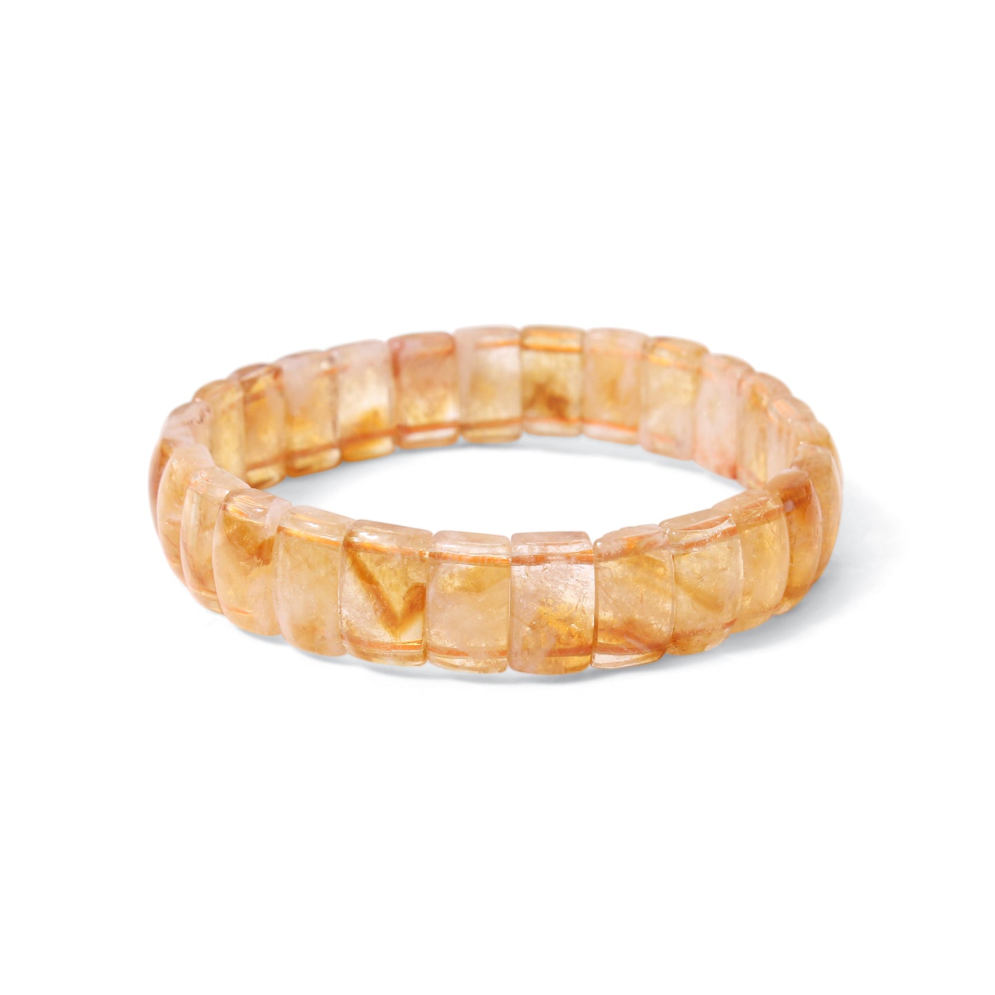 Natural Citrine Rectangle Stretch Bracelet 12x7mm | Handmade Yellow Citrine Gemstone Beaded Bracelet