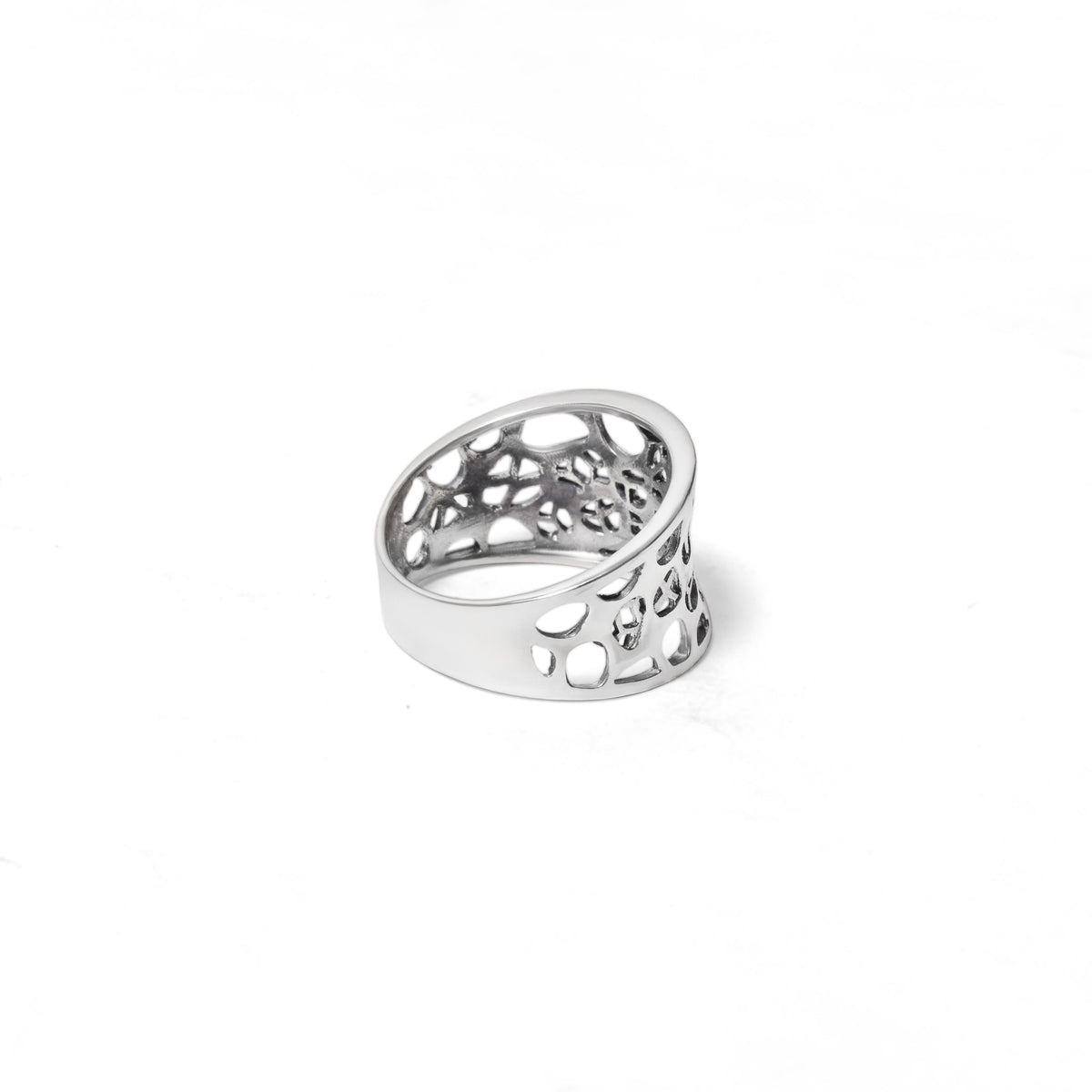 925 Sterling Silver Artistic Hole & Dot Design Ring – Modern Textured Statement Jewelry