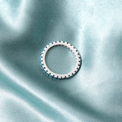 Elegant Natural Swiss Blue Topaz Eternity Band Ring – Natural Stone in Luxe Golden Finish