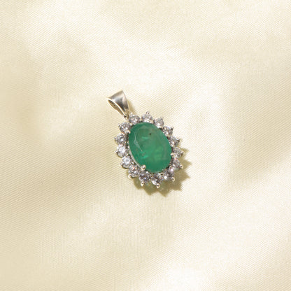 Natural Emerald Oval Pendant in Sterling Silver – Classic Green Gemstone Necklace Pendant, May Birthstone Jewelry