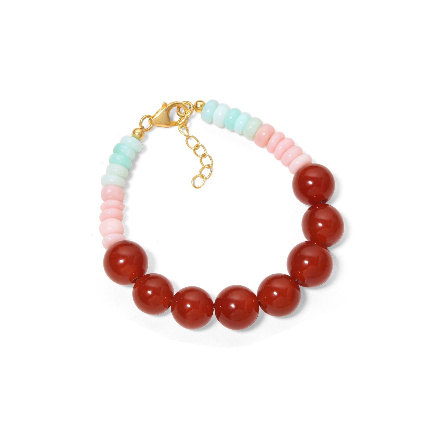 Natural Carnelian and Candy Opal Beads Gemstone Bracelet – Vibrant Energy & Positivity