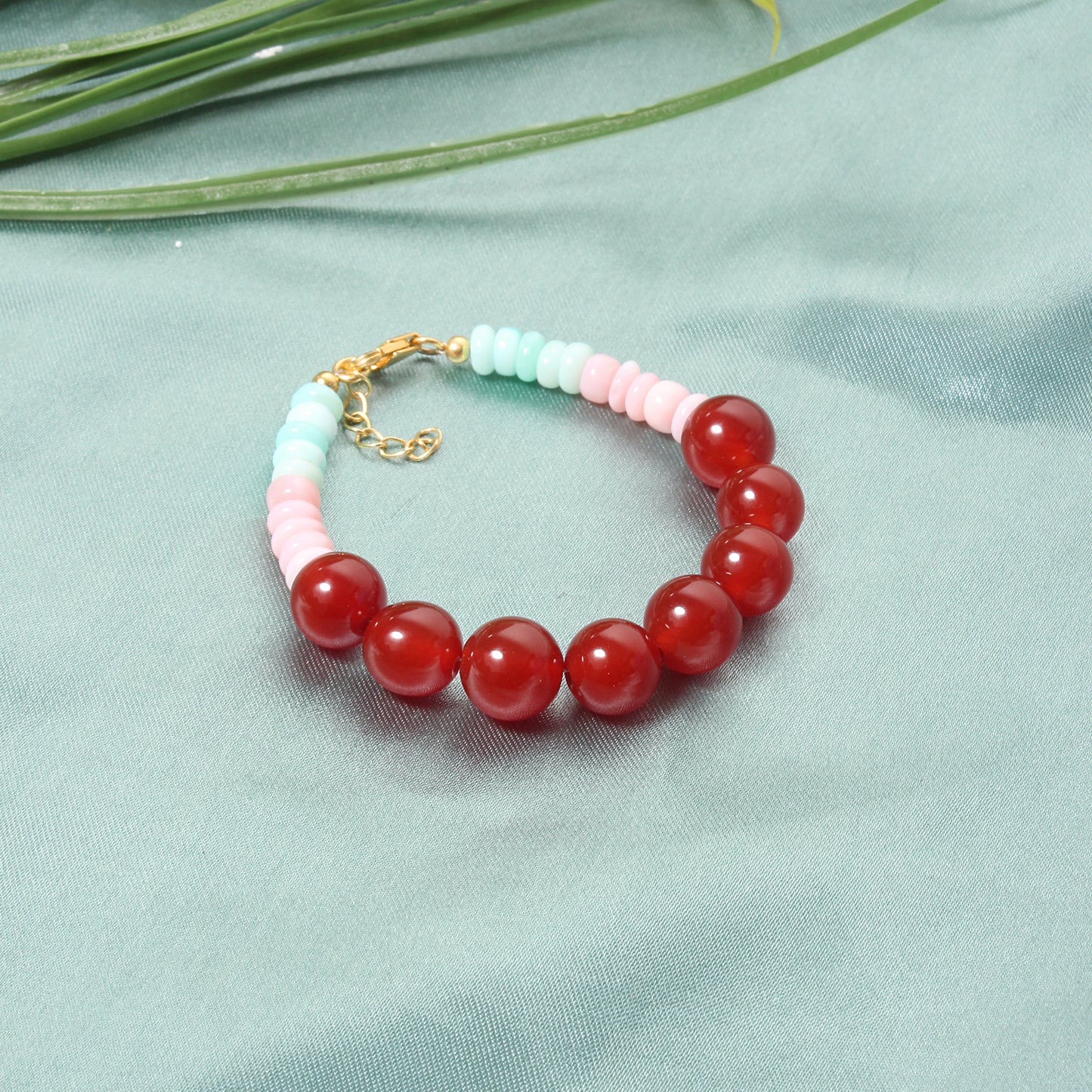 Natural Carnelian and Candy Opal Beads Gemstone Bracelet – Vibrant Energy & Positivity