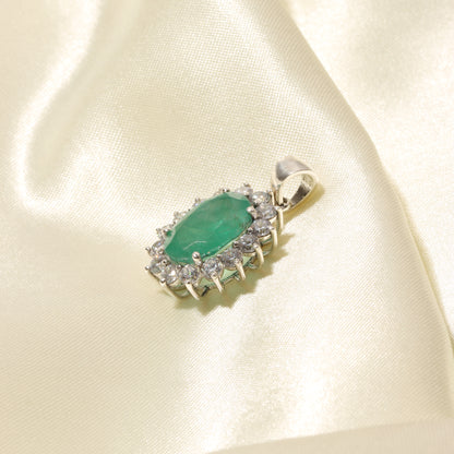 Natural Emerald Oval Pendant in Sterling Silver – Classic Green Gemstone Necklace Pendant, May Birthstone Jewelry