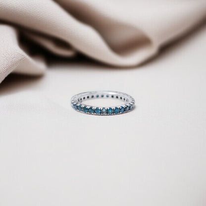 Elegant Natural Swiss Blue Topaz Eternity Band Ring – Natural Stone in Luxe Golden Finish