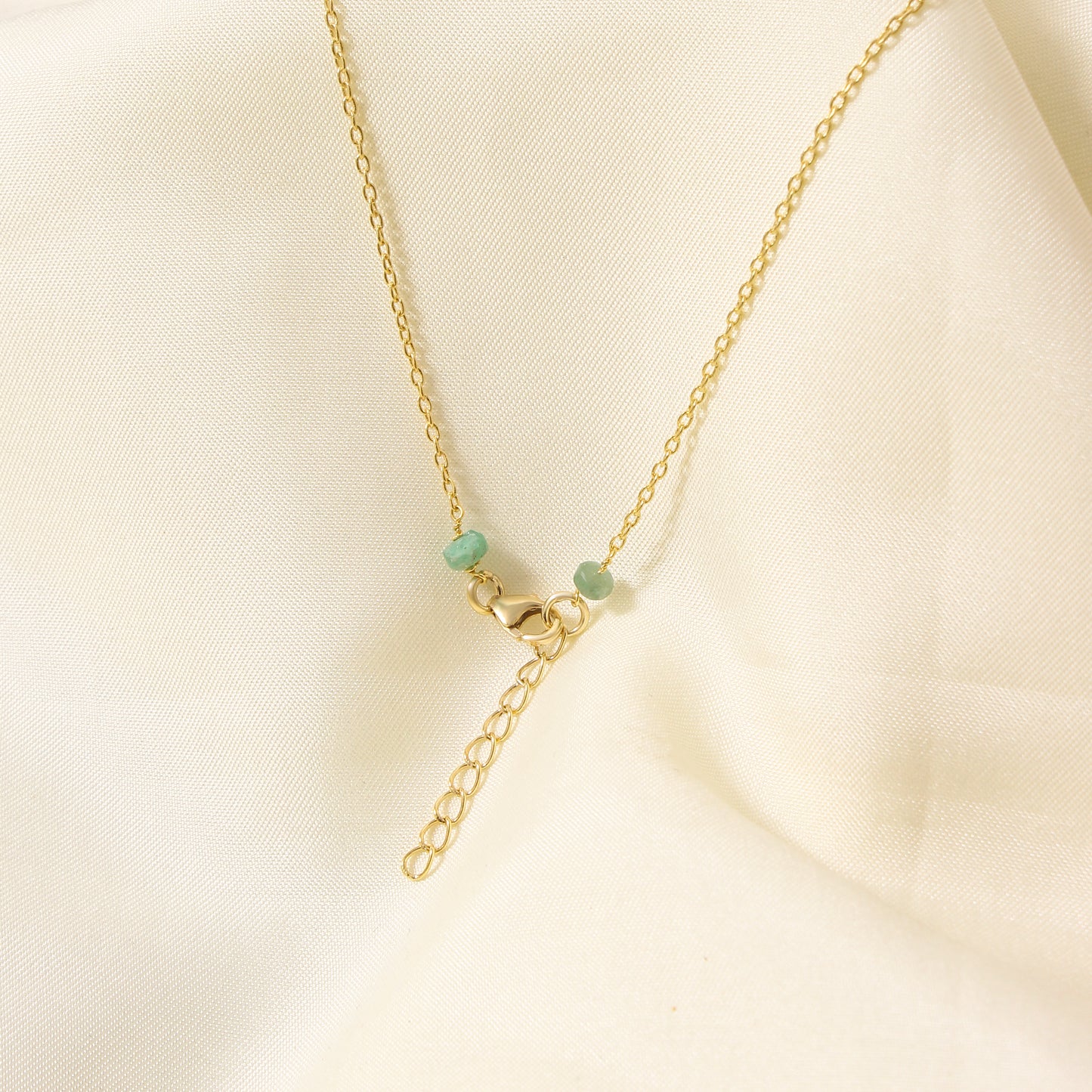 Delicate Natural Emerald Beaded Bar Necklace – Minimalist Birthstone Jewelry