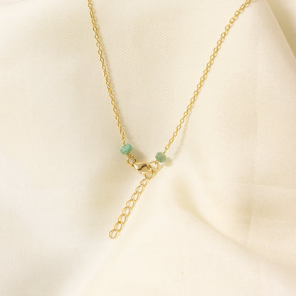 Delicate Natural Emerald Beaded Bar Necklace – Minimalist Birthstone Jewelry