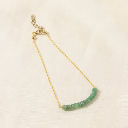 Natural Emerald Beaded Gemstone Bracelet  – Handmade Gemstone Jewelry