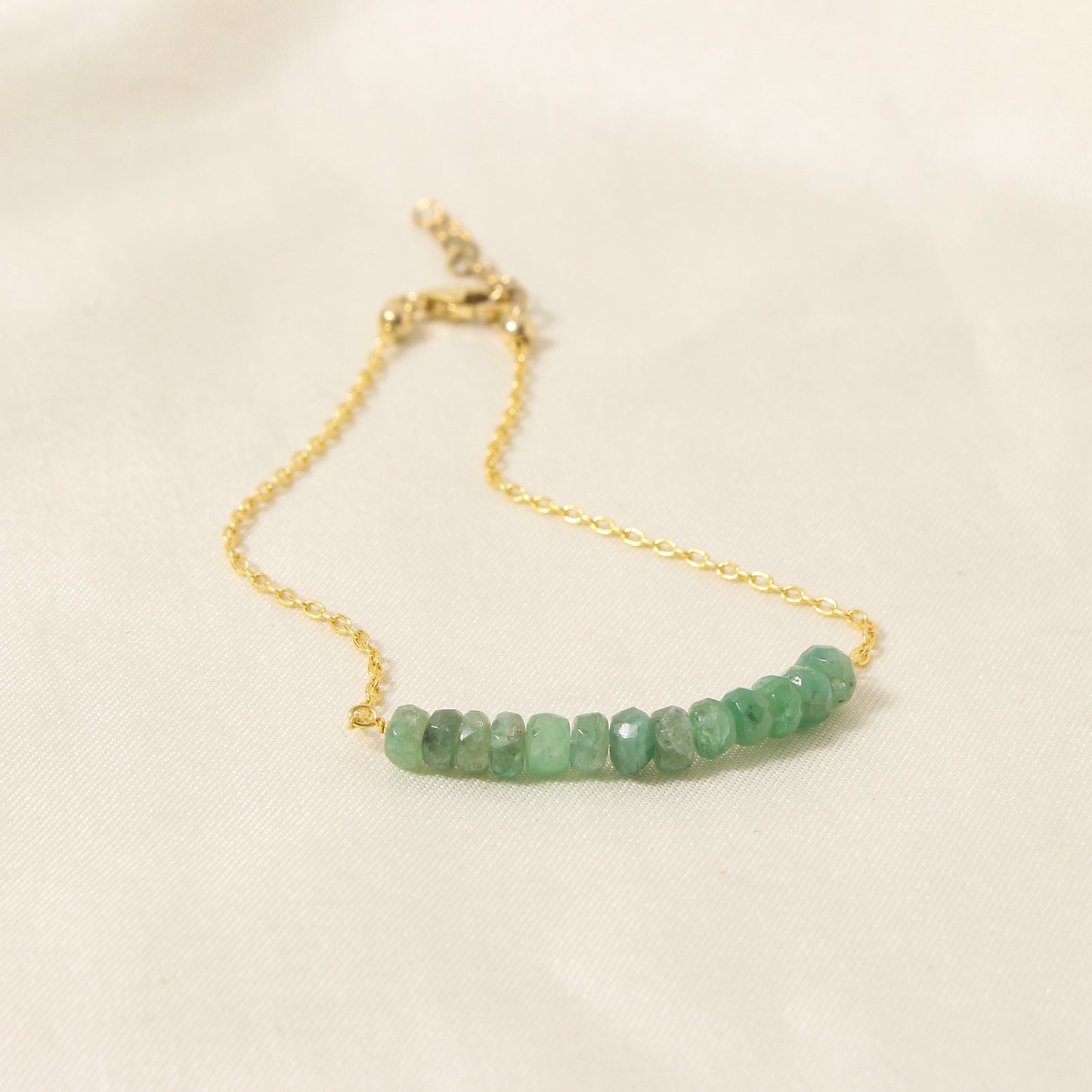 Natural Emerald Beaded Gemstone Bracelet  – Handmade Gemstone Jewelry
