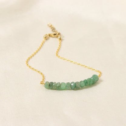 Natural Emerald Beaded Gemstone Bracelet  – Handmade Gemstone Jewelry