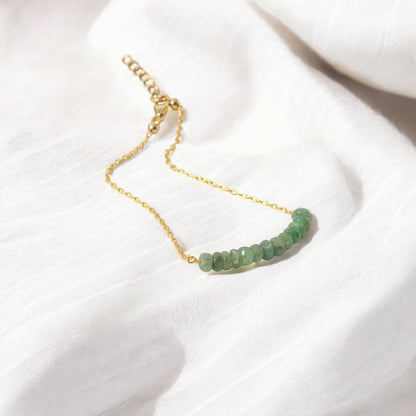 Natural Emerald Beaded Gemstone Bracelet  – Handmade Gemstone Jewelry
