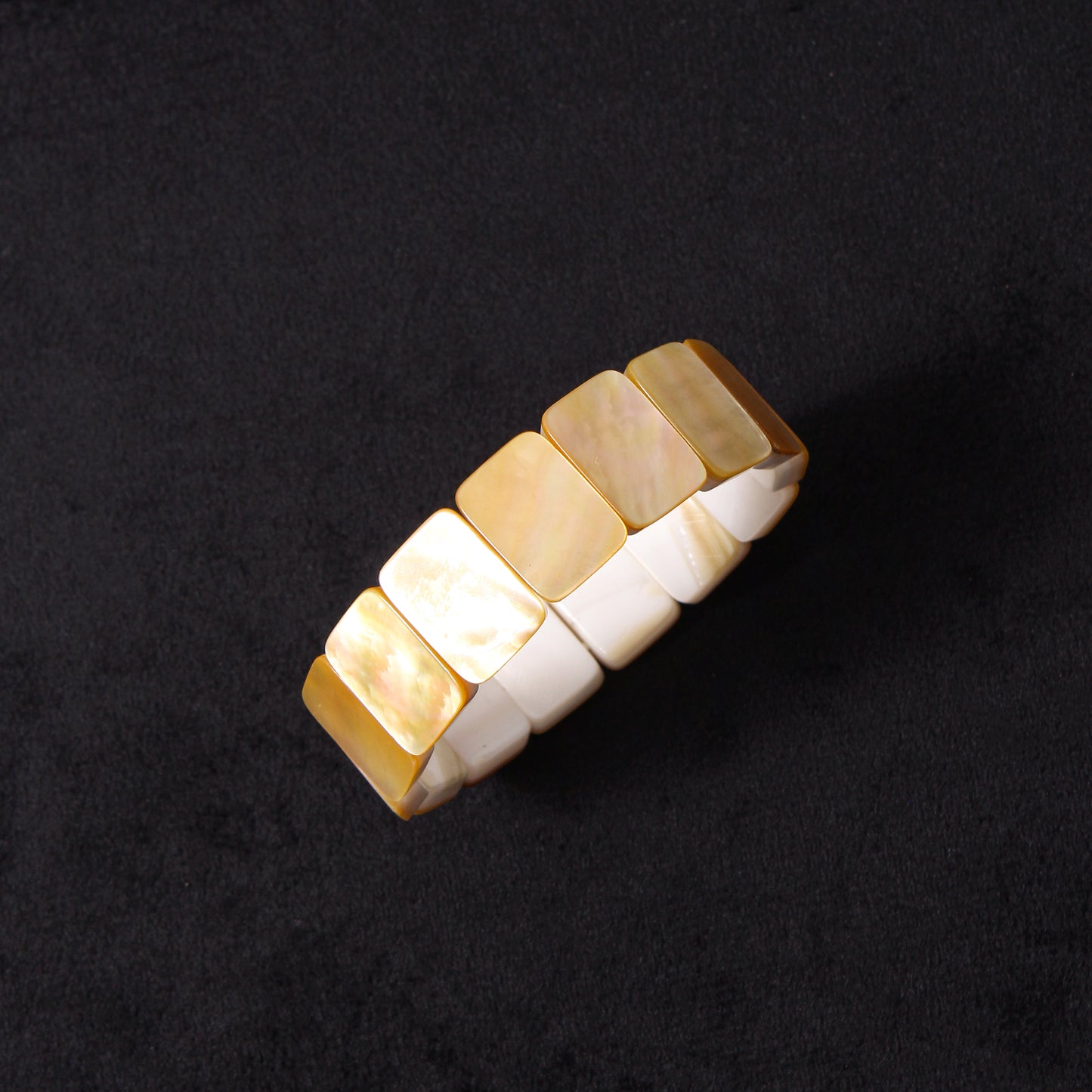 Elegant Natural Shell Pearl Rectangular Beaded Bracelet – Handmade Stretchable Jewelry for Women