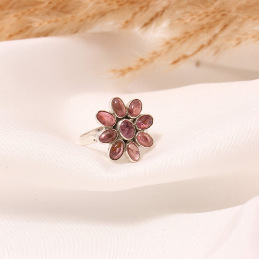 Elegant 925 Sterling Silver Pink Tourmaline Gemstone Ring – Delicate Sparkle for Everyday Glamour